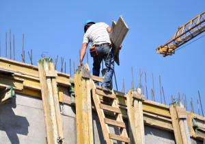 Construction Worker on Ladder